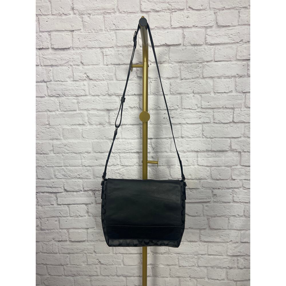 Authentic Coach Houston Map Bag In Signature Canvas and Leather Unisex
